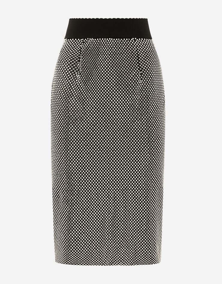 Dolce & Gabbana Calf-length crystal mesh skirt Silver F4C0KTHLSA0