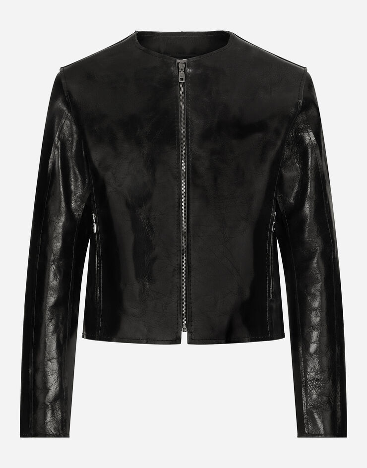 Dolce & Gabbana Blouson en cuir sans col Noir G9BHGLHULVX