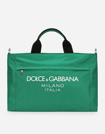 Dolce & Gabbana Nylon holdall with rubberized logo White VG6184VN287