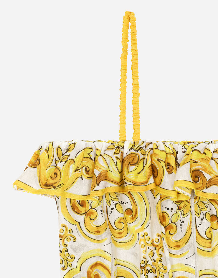 Dolce & Gabbana Salopette in batista stampa maiolica gialla Stampa L53DW8FI5JZ