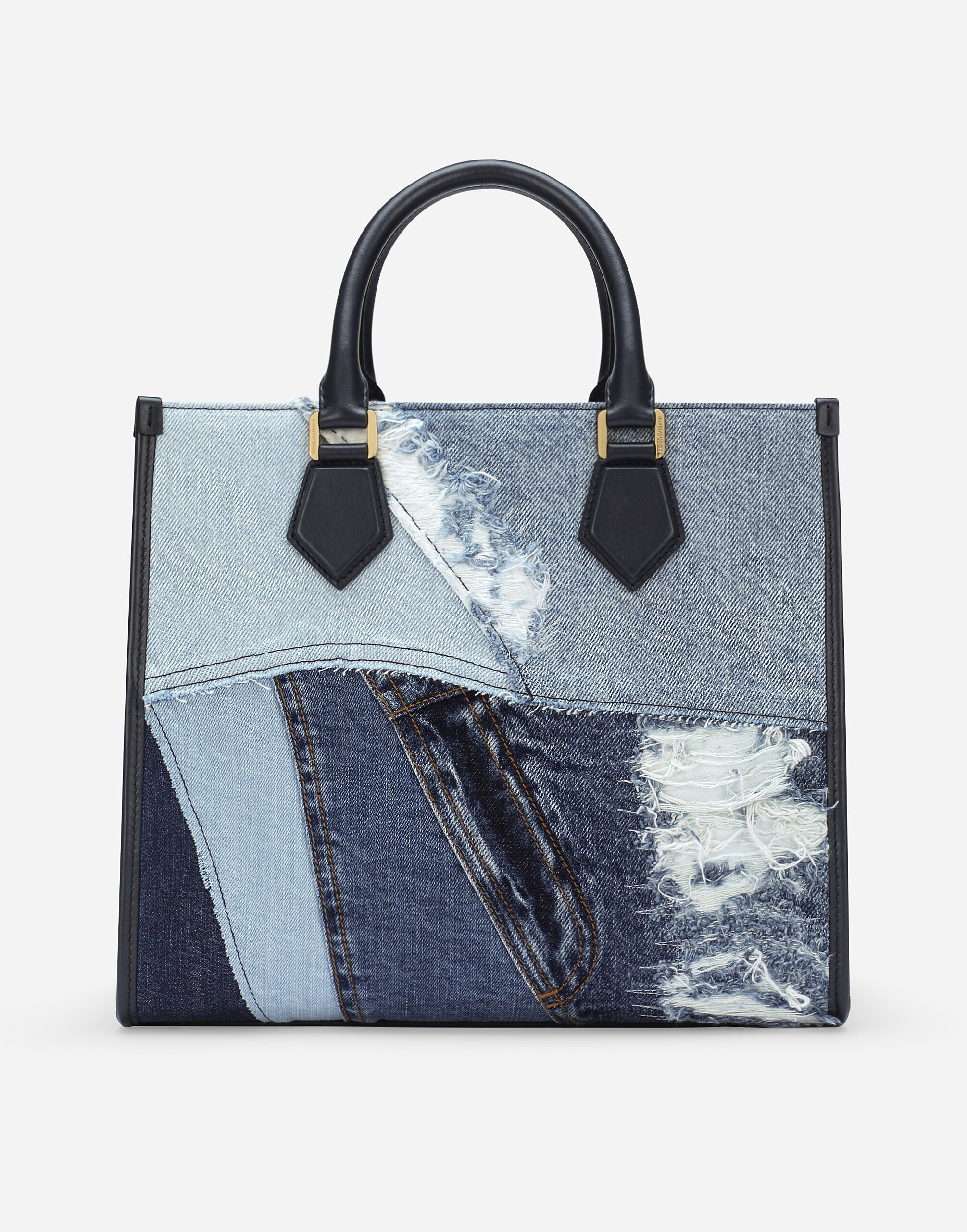 Dolce & Gabbana Small Patchwork Denim Sicily Top Handle Bag in Blue | Lyst