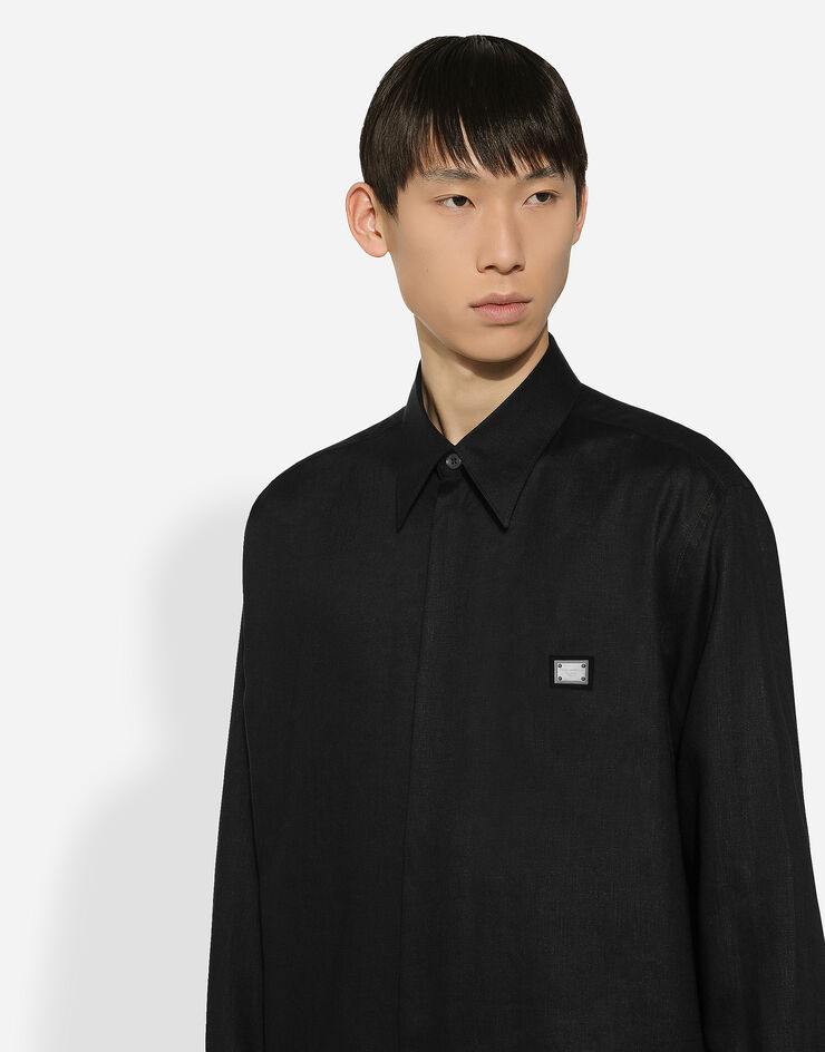 Dolce & Gabbana Рубашка из высокотехнологичной ткани с пластинкой черный G5LQ3TGH460