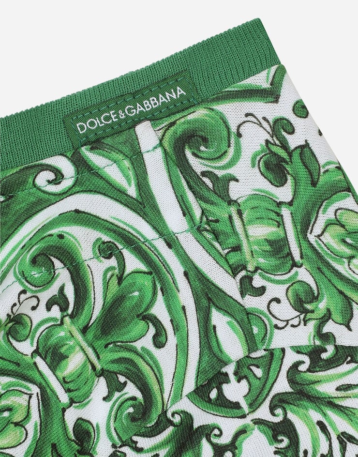 Dolce & Gabbana Jersey-T-Shirt mit grünem Majolika-Print allover Drucken L1JTEYII7ED