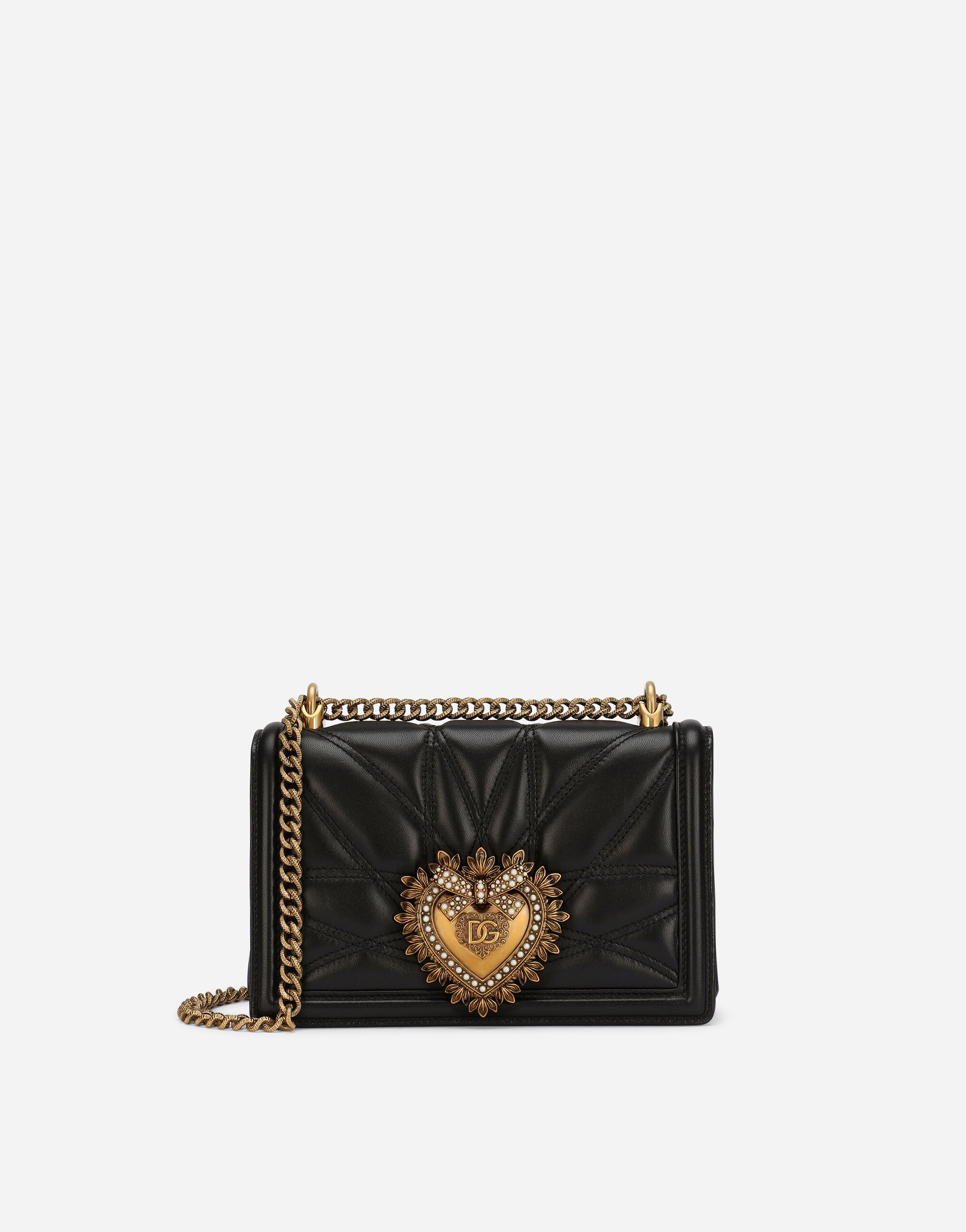 Dolce & Gabbana Mittelgroße Tasche Devotion aus Matelassé-Nappaleder Schwarz BB7100AW437