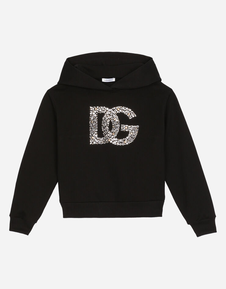 Dolce & Gabbana Sweatshirt aus Jersey mit Kapuze und DG-Logo Schwarz L5JW9GG7K2W