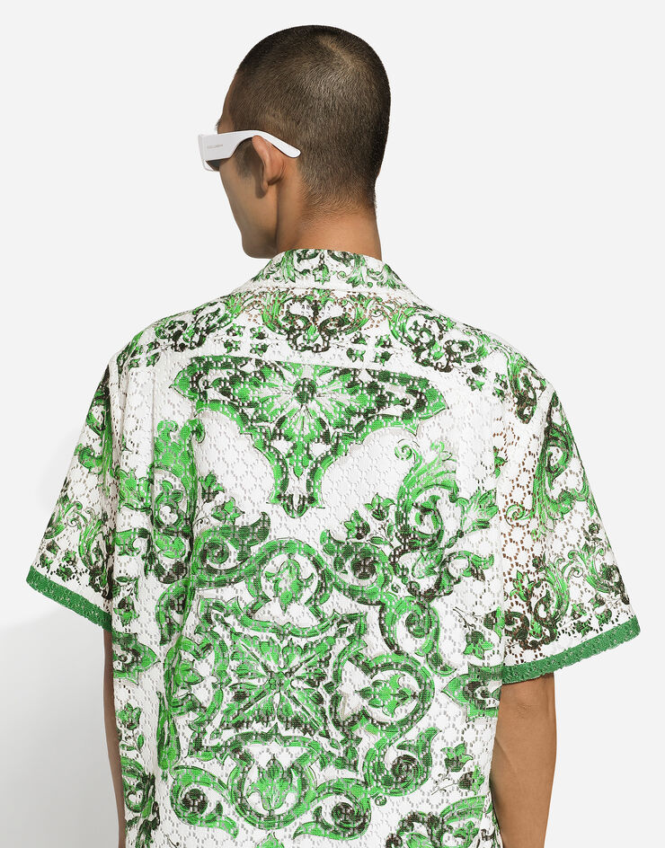 Dolce & Gabbana Häkel-Hawaiihemd Majolika-Print Drucken G5JH9TFIM4P
