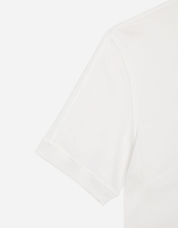 | Fine-rib Dolce&Gabbana® White granddad-neck cotton for US T-shirt in