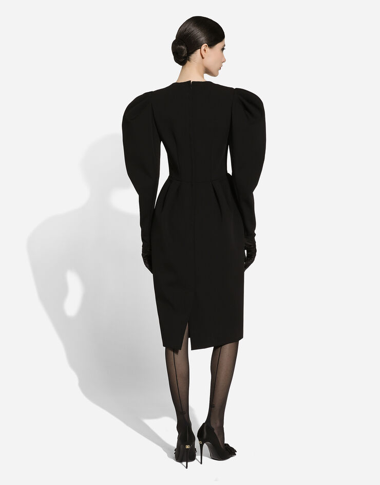 Dolce & Gabbana Calf-length wool dress with open neckline Black F6JQVTFUZCT