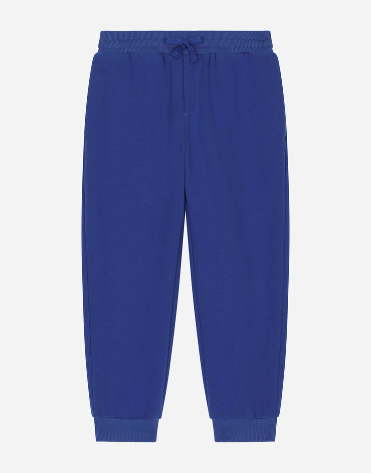 DolceGabbanaSpa Jersey jogging pants with logo tag Blue L4JPT0G7I2P