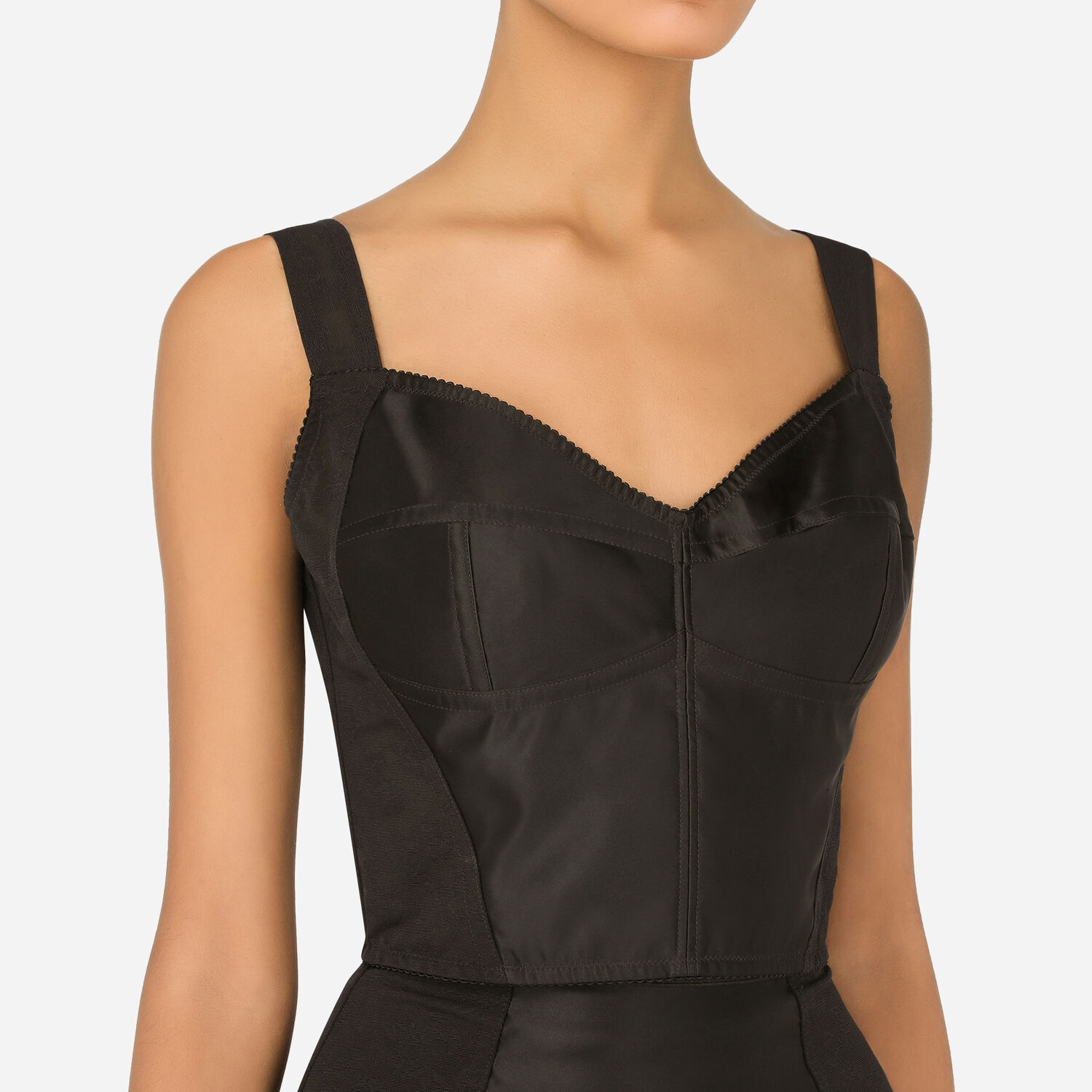 Dolce&Gabbana Women Black Corset Top 100% Viscose Transparent Slim Bustier  IT 40