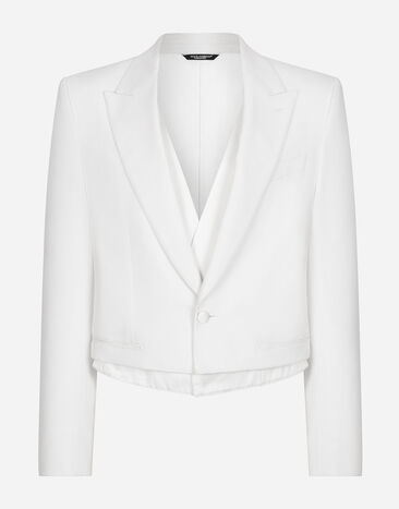 Dolce & Gabbana Single-breasted Sicilia-fit jacket with faux vest White G2UB8TFU27J