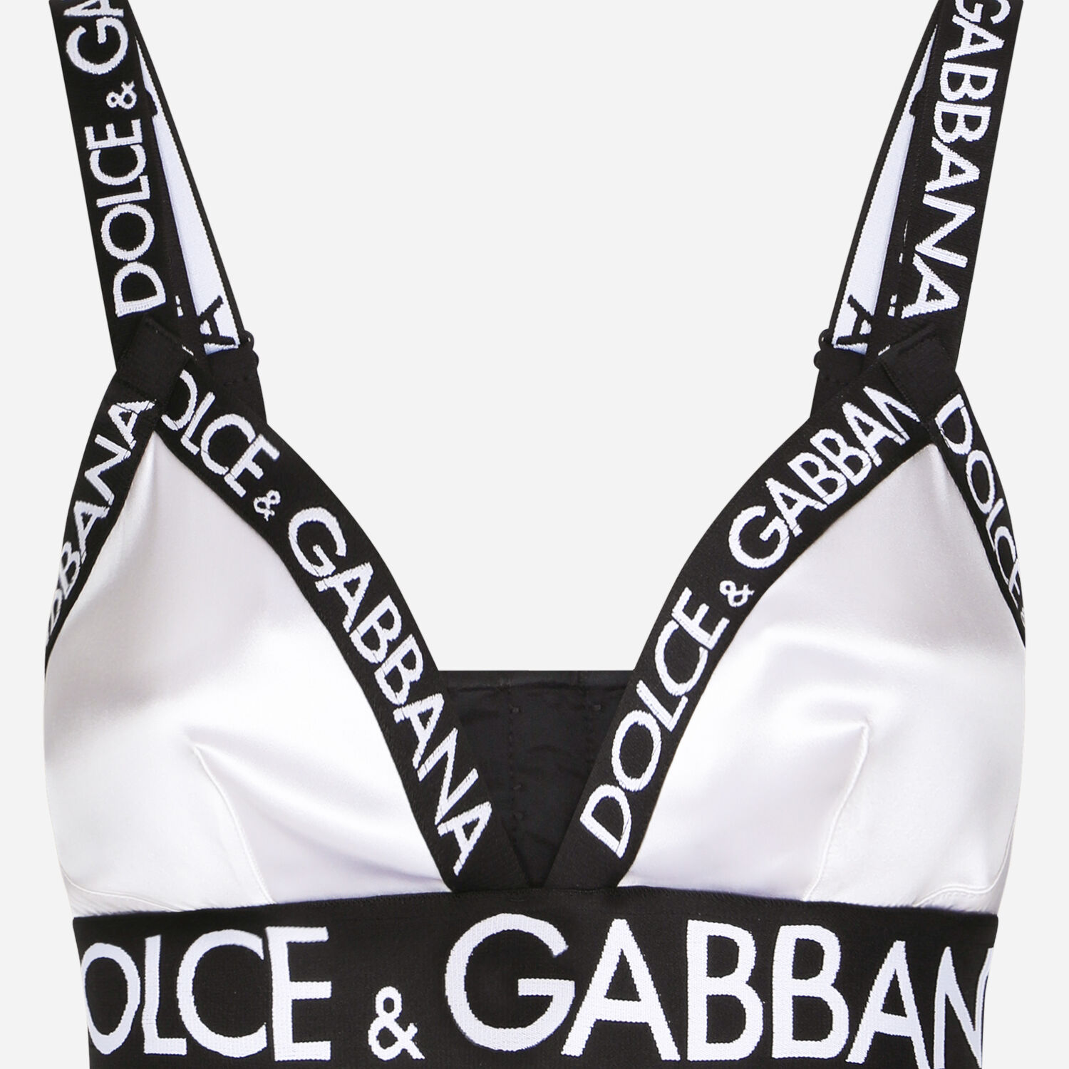 Satin triangle bra with branded elastic in Black for