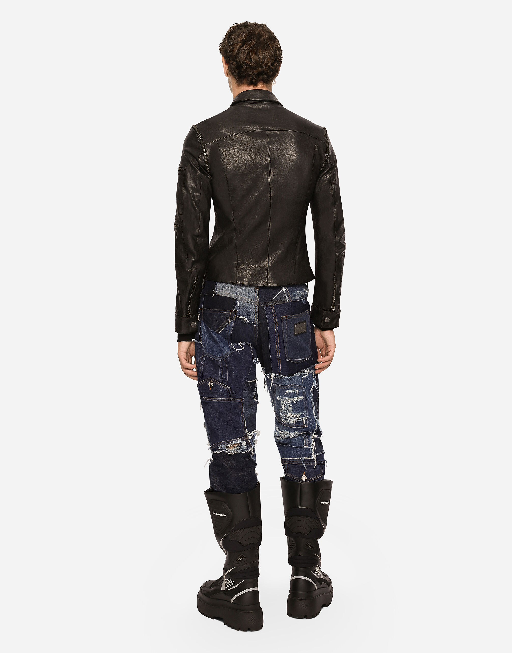 Washed leather jacket in Black for Men | Dolce&Gabbana®