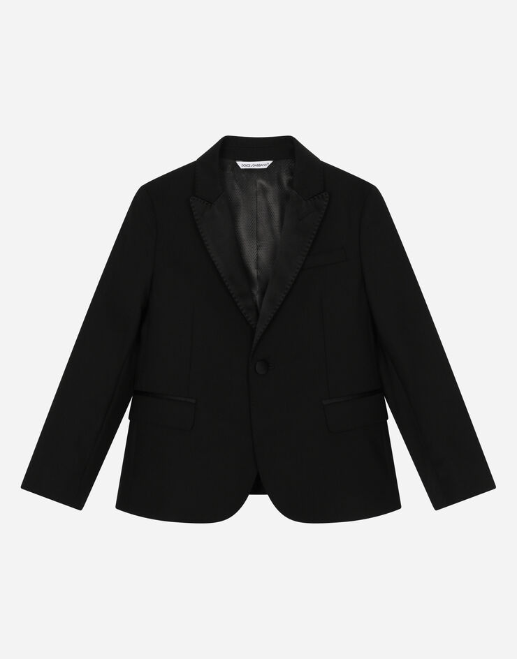 Dolce & Gabbana بدلة توكسيدو بصف أزرار واحد من صوف مرن أسود L41U49FUBBG