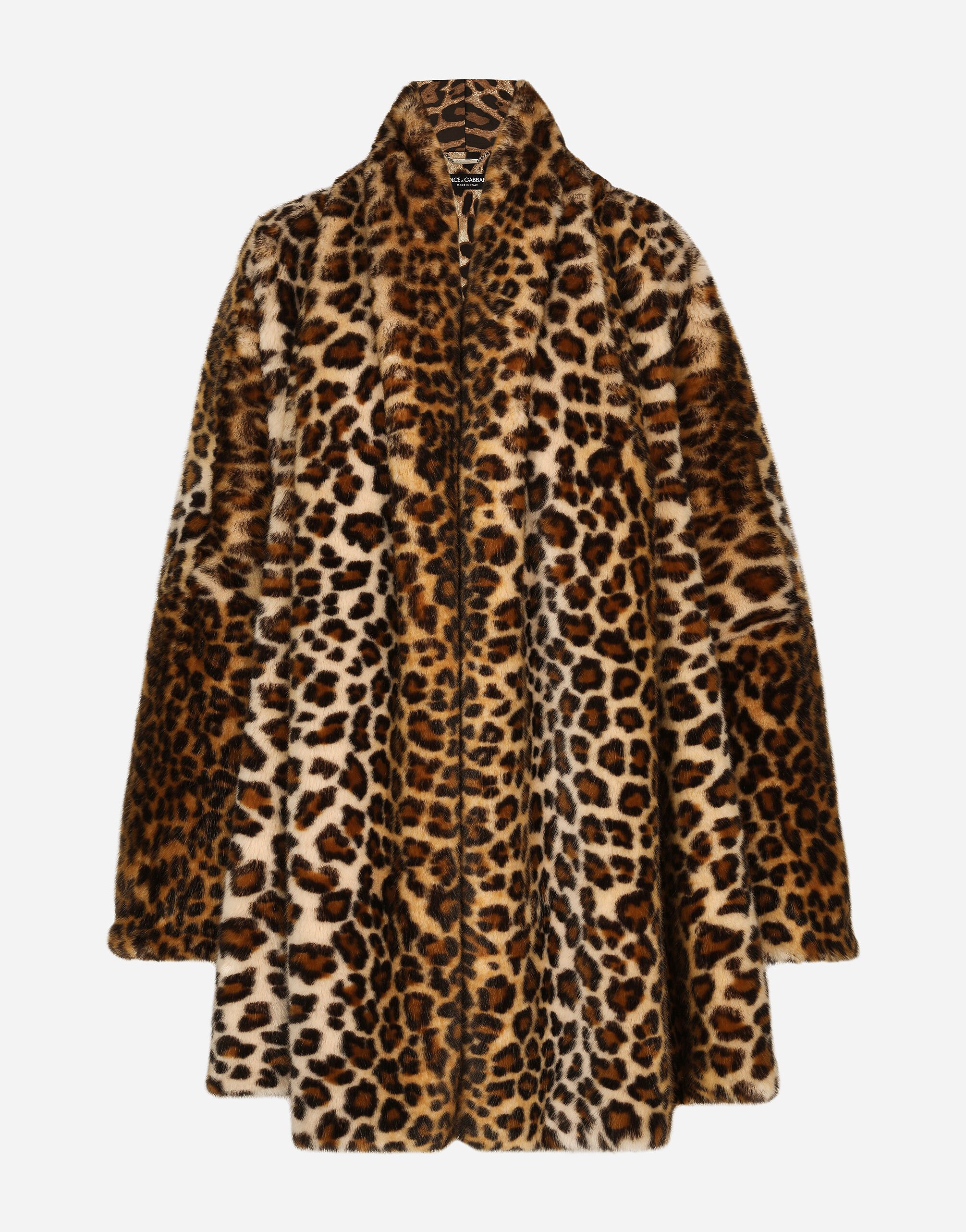 ${brand} KIM DOLCE&GABBANA Faux fur cape with leopard print ${colorDescription} ${masterID}