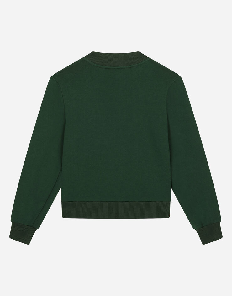 Dolce & Gabbana Round-neck jersey with logo tag Verde L4JWIFG7M4R