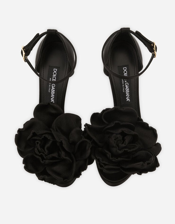 Dolce&Gabbana プラットフォームサンダル サテン ブラック CR1622AR572
