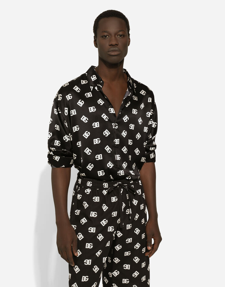 Dolce & Gabbana Camisa Over de seda con estampado DG Monogram Imprima G5IT7TIS1O7
