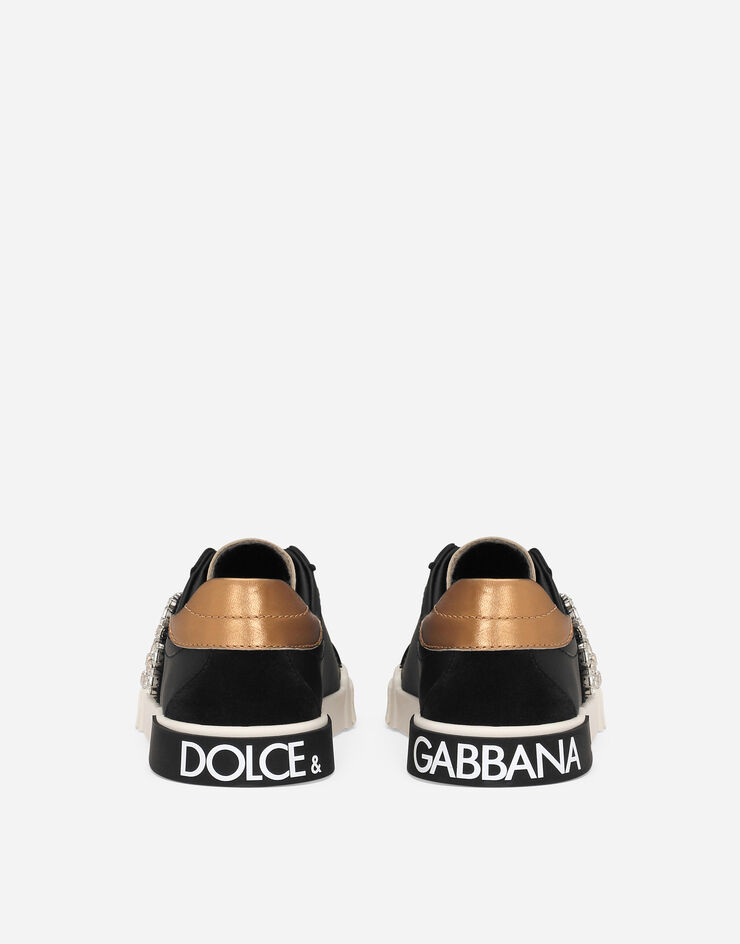 Dolce & Gabbana Sneakers basses Portofino vintage en cuir de veau à logo DG Multicolore D11187AA631