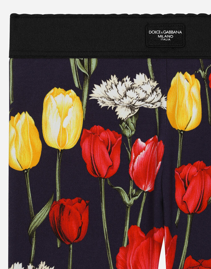 Dolce & Gabbana Leggings aus Interlock mit Tulpenprint Drucken L5JPB8FSG85