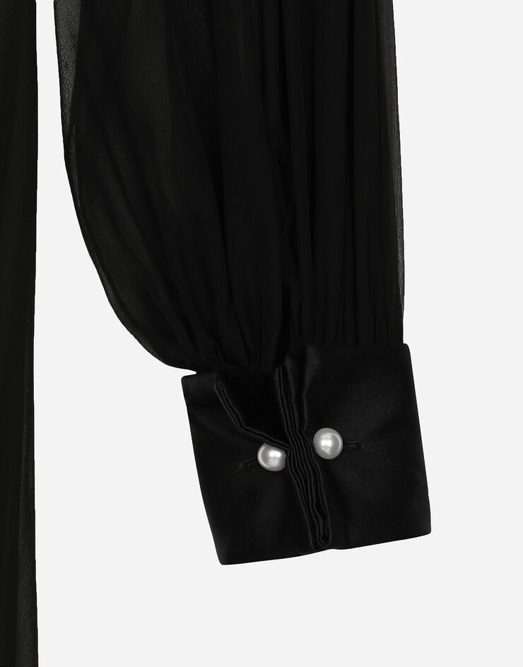 Dolce & Gabbana Long chiffon one-shoulder dress  Noir F6JHETFU1AT