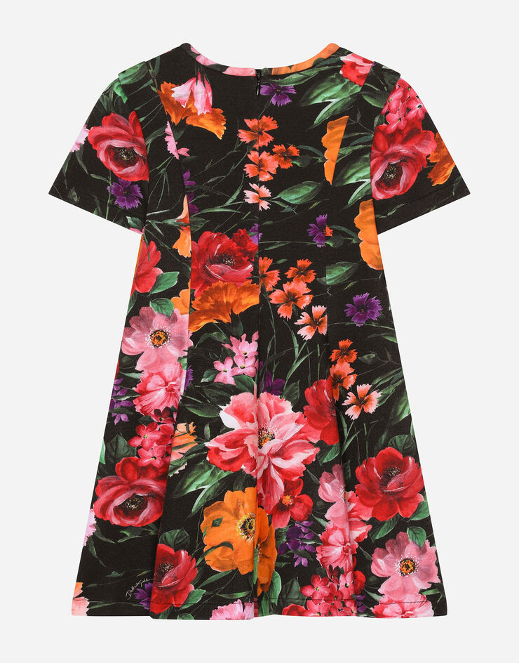 Dolce & Gabbana Kleid aus Neopren mit Blumenprint auf schwarzem Grund Drucken L5JD9MG7N3E