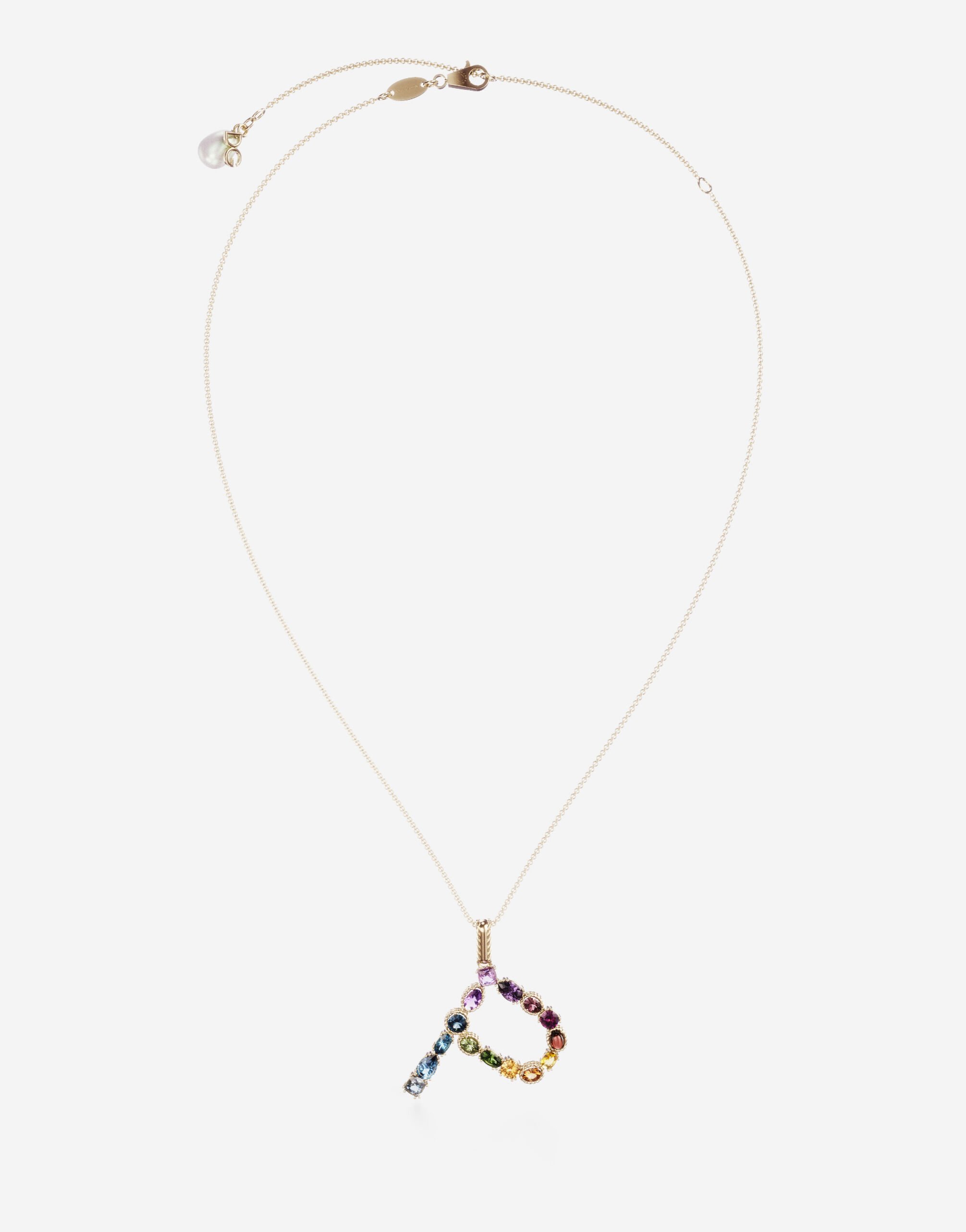 Dolce & Gabbana Rainbow alphabet P pendant in yellow gold with multicolor fine gems Gold WAMR2GWMIXS