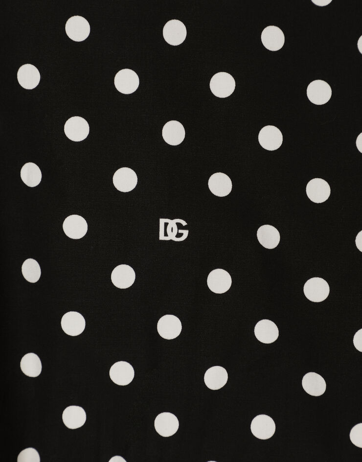 Dolce & Gabbana Chemise cropped en coton avec imprimé à pois et nœud à la taille Imprimé F5P61TFSFNR
