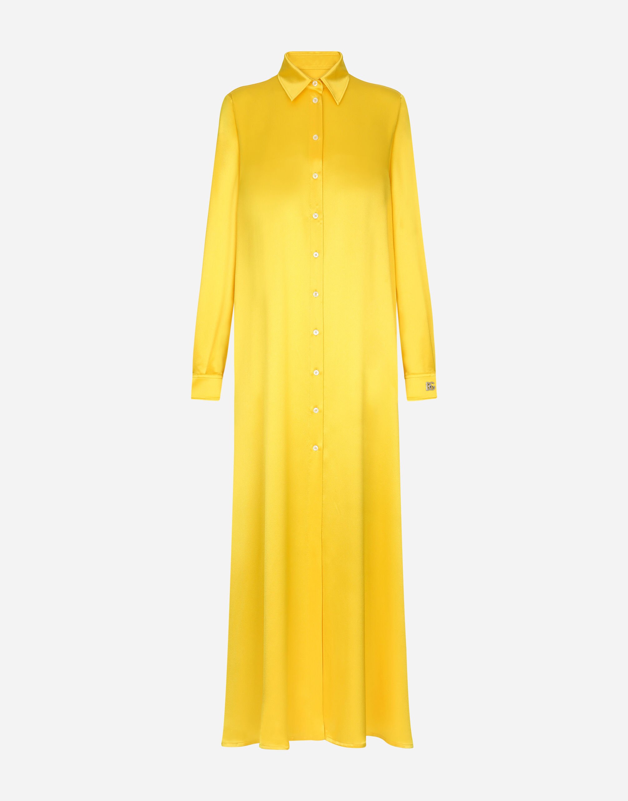 Dolce & Gabbana Long-sleeved silk crepe caftan Yellow F6AMRTHJMOK