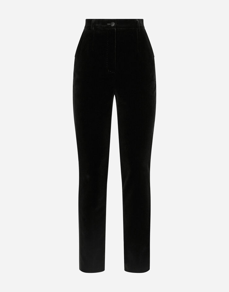 Dolce & Gabbana Pantalón de esmoquin de terciopelo Negro FTC71TFUVG7