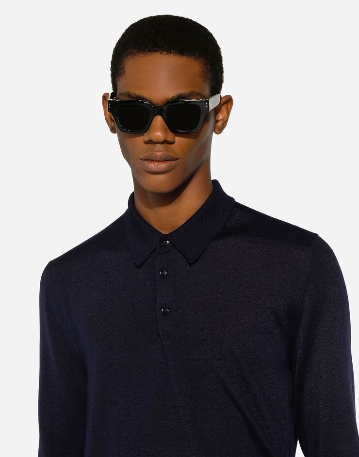 Dolce & Gabbana Cashmere and silk polo-shirt Blue GXZ25TJFMEH