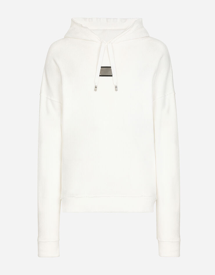 White for | in Jersey with terry tag Dolce&Gabbana® logo hoodie US