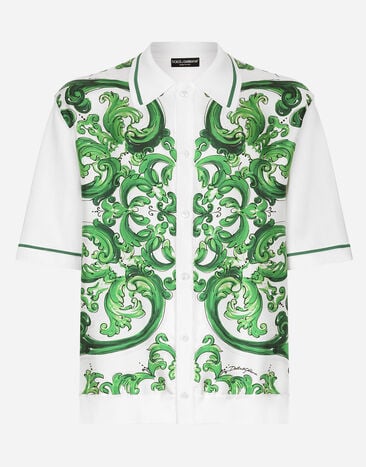 Dolce & Gabbana Oversize silk and yarn shirt with majolica print Print BM2274AO667