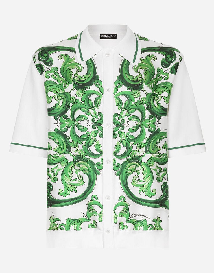 Dolce & Gabbana 마욜리카 프린트 오버사이즈 실크 & 스레드 셔츠 인쇄 GXV29TJBSJL