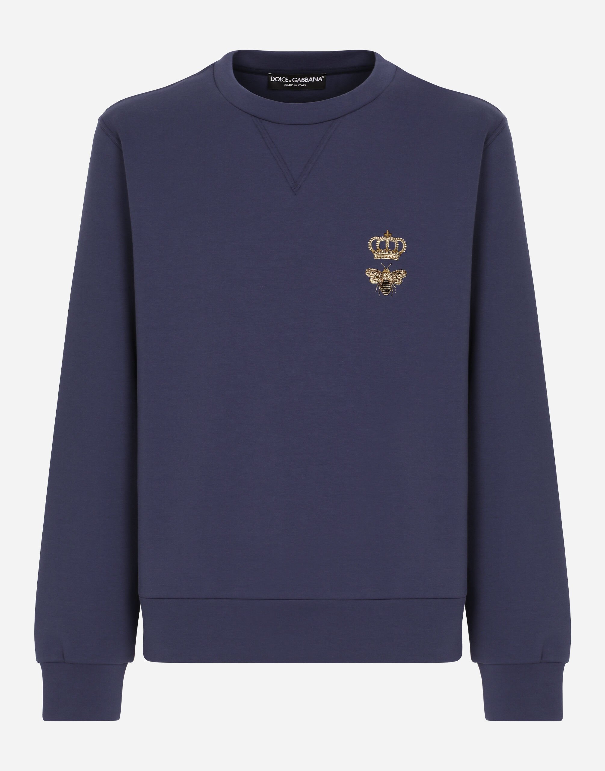 Dolce&Gabbana Sweat-shirt en jersey de coton à broderie Bleu G9ZY5LHULR0