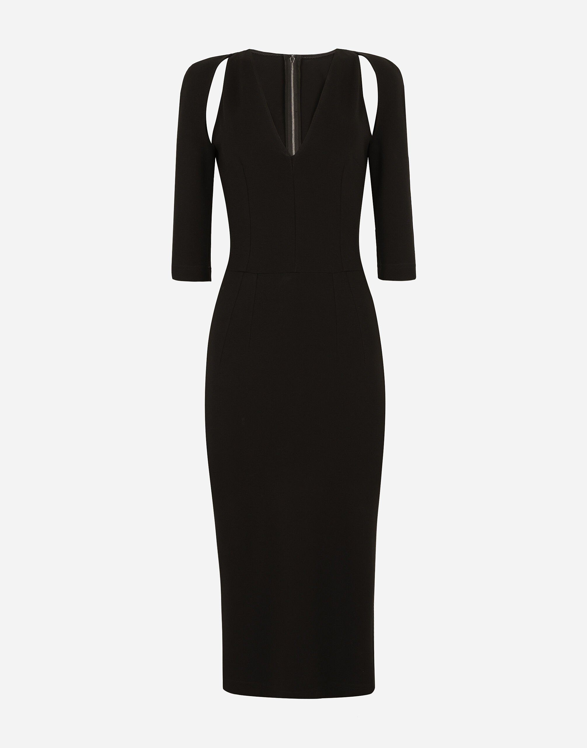 ${brand} Jersey calf-length dress with cut-outs ${colorDescription} ${masterID}