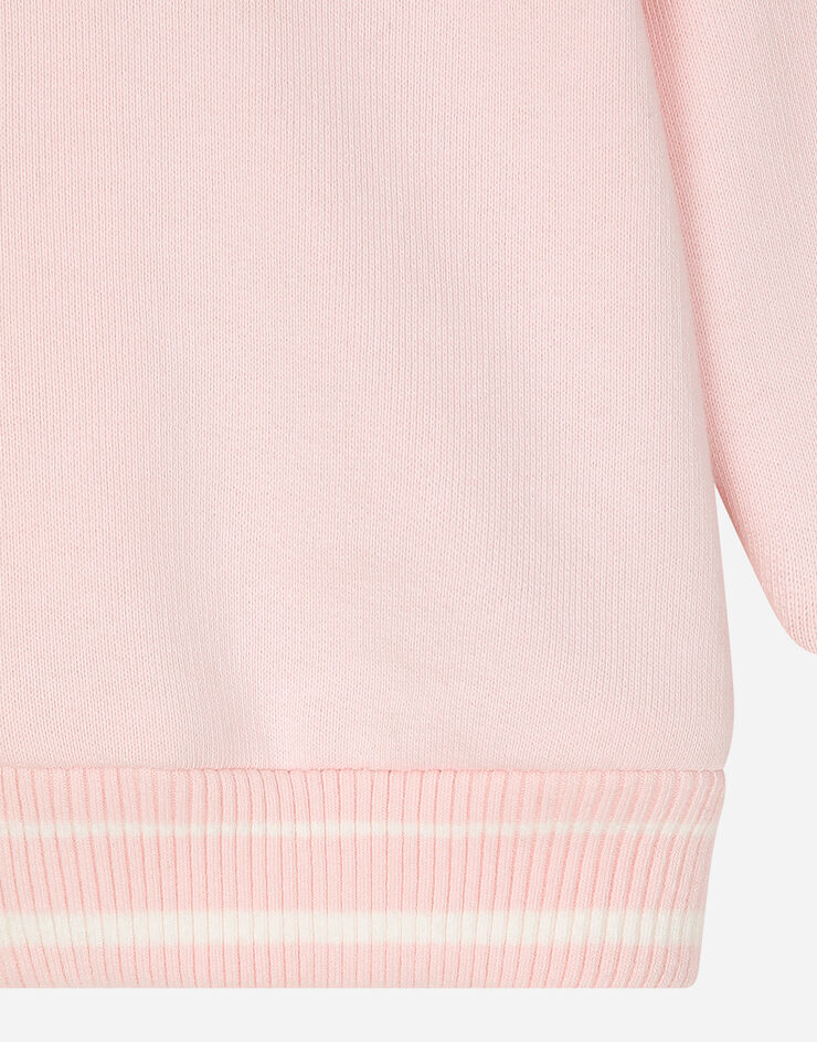 Dolce & Gabbana Sweat-shirt en jersey avec capuche et plaquette à logo Rose L2JW9XG7N2V