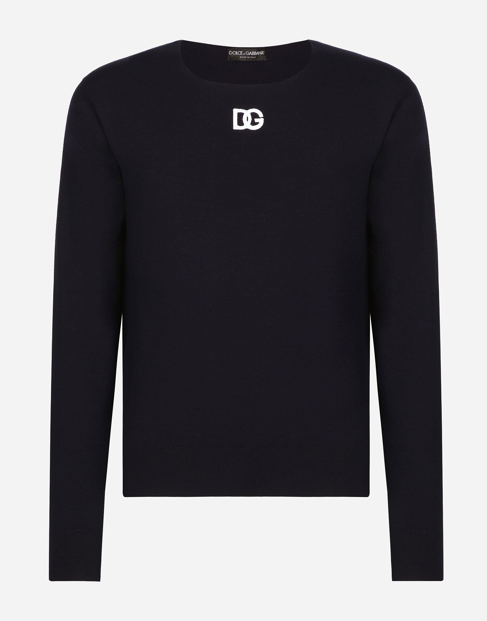 ${brand} Round-neck virgin wool sweater with DG logo ${colorDescription} ${masterID}