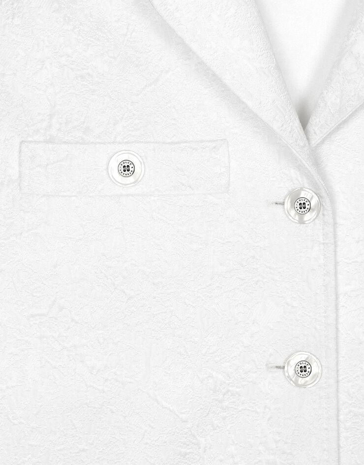 Dolce & Gabbana Cappotto corto monopetto in broccato Bianco F0E1XTFJTBV