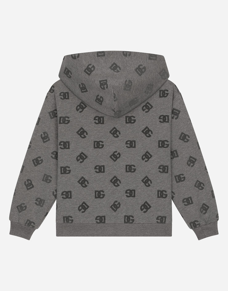 Dolce & Gabbana Jersey hoodie with DG logo print Grey L4JWKNG7N2A