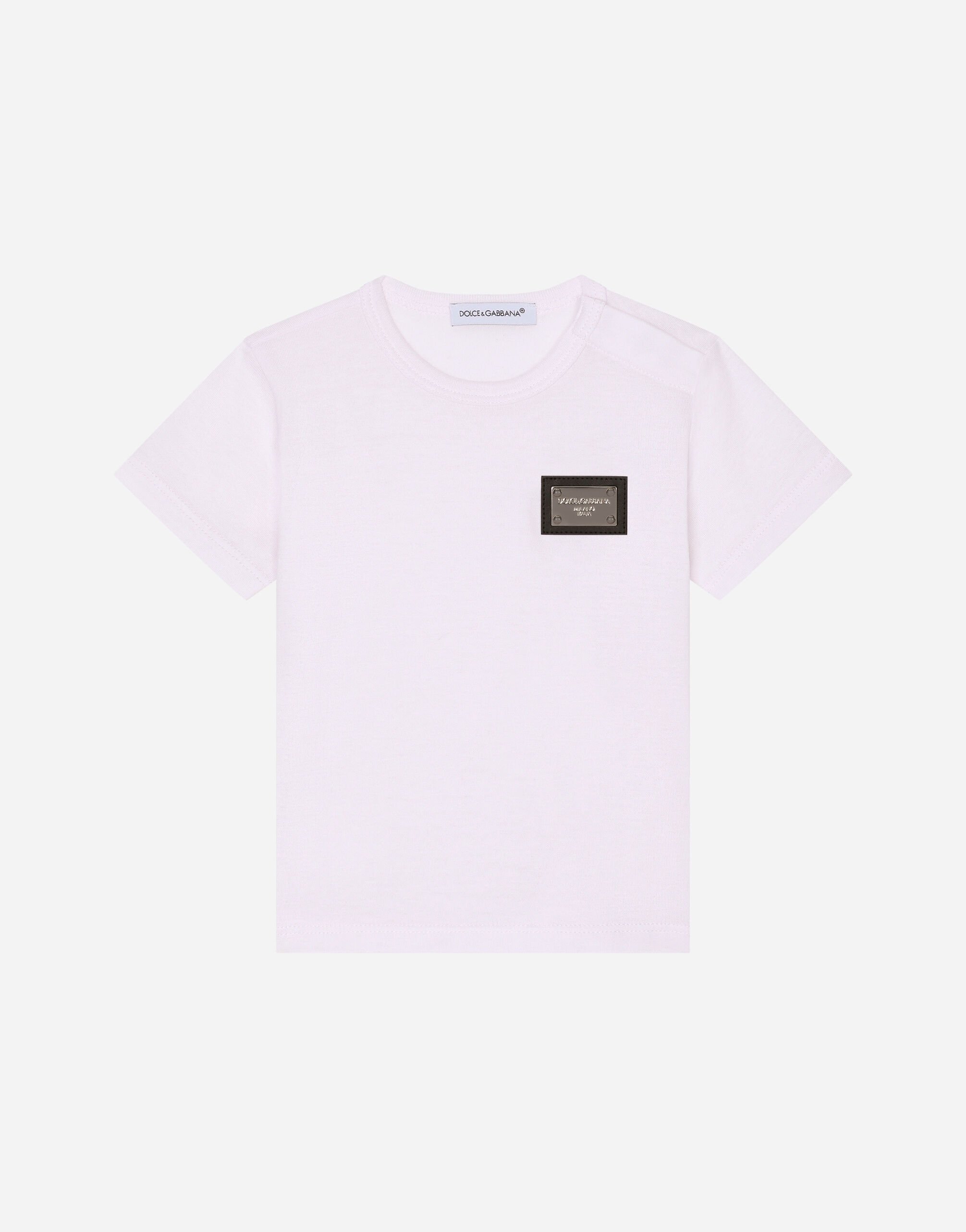 Dolce & Gabbana T-shirt en jersey avec plaquette à logo Jaune L2JWAXG7NUR