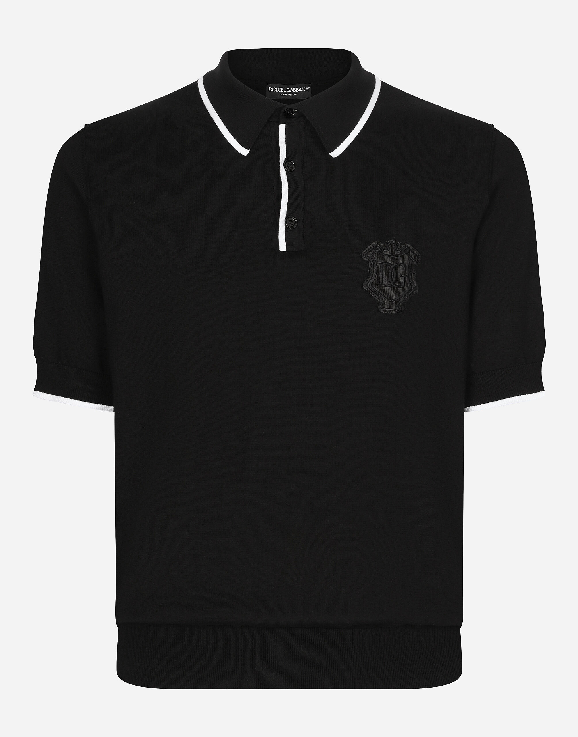 ${brand} Maglia polo in cotone con ricamo logo DG ${colorDescription} ${masterID}