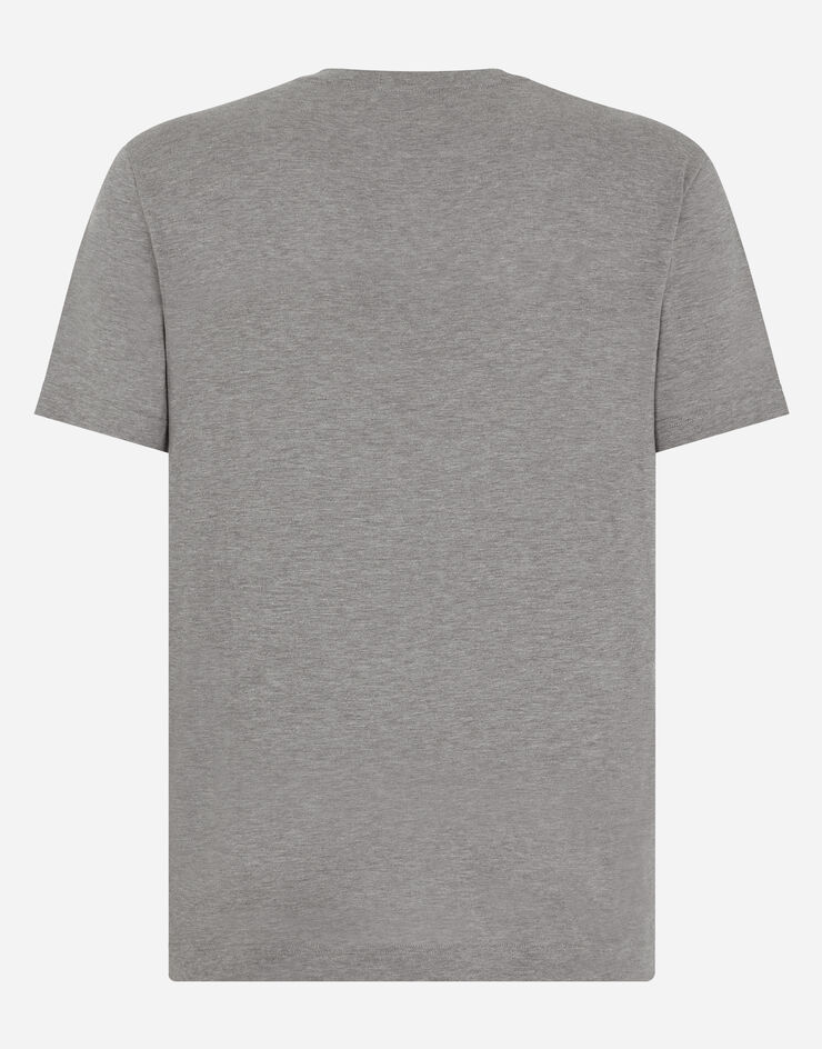 Dolce & Gabbana Camiseta de algodón con bordado del logotipo DG Milano Gris G8RA2ZG7J6F