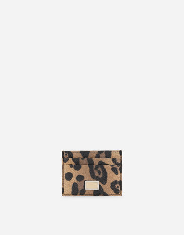 Dolce & Gabbana Porta carte di credito in crespo leo con targhetta logata Multicolore BB2211AW384