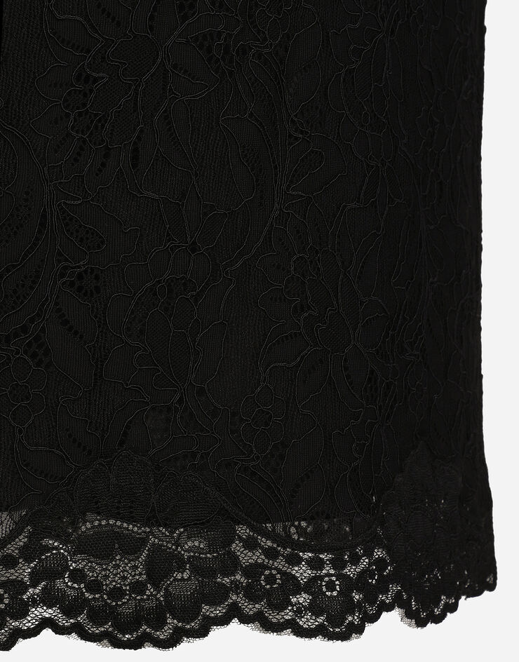 Dolce & Gabbana Longuette-Kleid im Slip-Dress-Stil aus Spitze: Black F6JFFTMLRAB