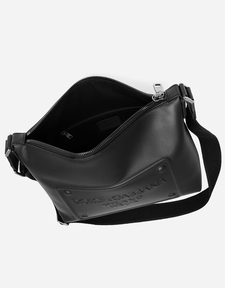 Dolce & Gabbana Calfskin crossbody bag with raised logo Black BM2265AG218