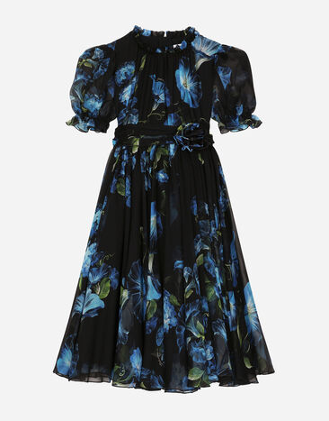 Dolce & Gabbana Chiffon dress with bluebell print Print L53DE7G7EY0