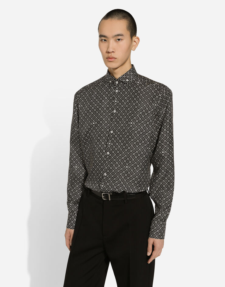 Dolce & Gabbana Camisa Martini de seda con estampado de corbatería Negro G5MA4TIS1VN