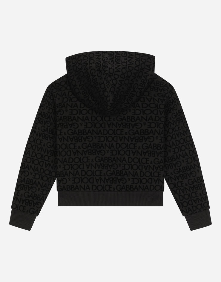 Dolce&Gabbana Jersey hoodie with flocked print ブラック L4JWJCG7K2H