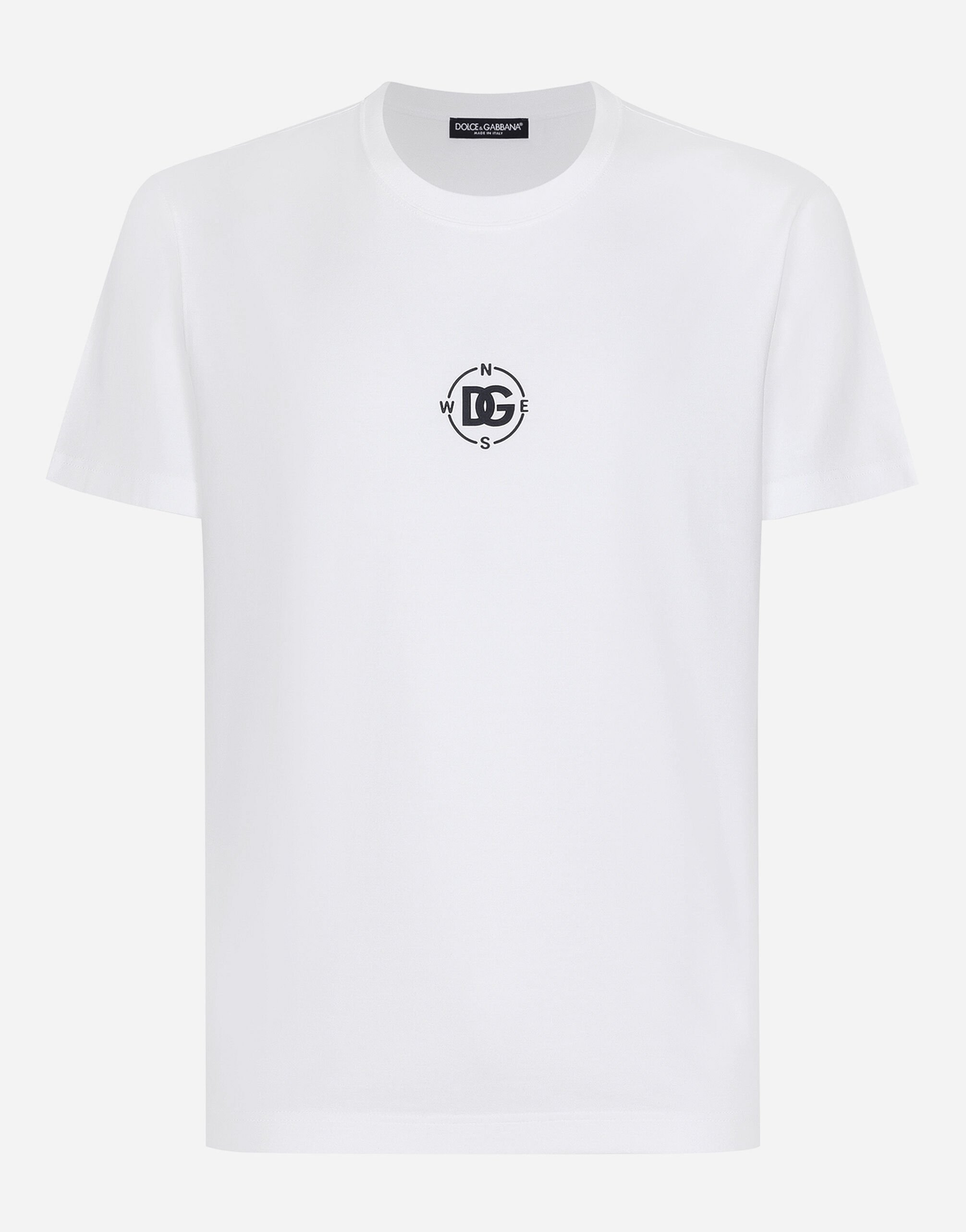Dolce & Gabbana Short-sleeved cotton T-shirt with Marina print White GP02ETFUFL5